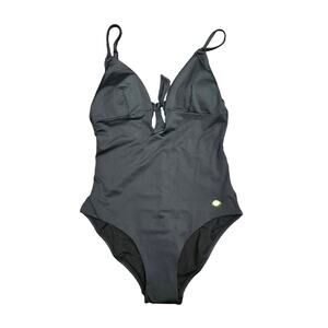 Sunseeker Australia Plunge V Neck One Piece Swimsuit Black Womens US 6